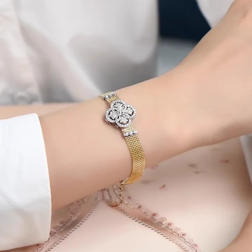 Silver Gold CZ Vintage Style Bracelet - Picture 3 of 6